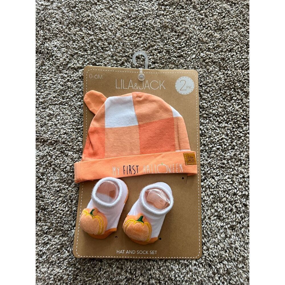 Lila & Jack My First Halloween Hat & Sock Set 0-6 Month NEW